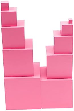 Adena Montessori Wonderfully Sensorial Teaching Toys for Children 2 3 Years Old - Montessori Small Pink Tower 0.7-7cm