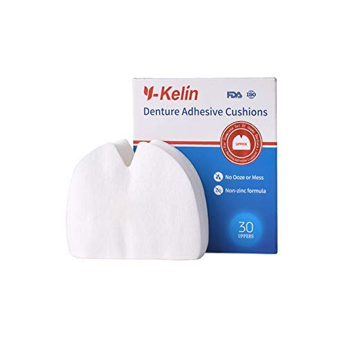Y-Kelin Denture Adhesive Cushions Uppers & Lowers, Adhesive-Free Denture Pads for Sore Gums, 30 Pads*2 (60 Strips)