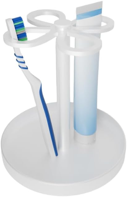 Metal Toothbrush Holders for Bathroom with 4 Slot White Tooth Brush Holder Stand and Non-Slip Base,Countertop Organizer for Family and Hotel,Compact Design