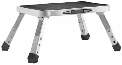 VEVOR 1-Step 330lbs Capacity Folding Steel Step Ladder, Adjustable Height, Non-Slip Sturdy Step Stool for Adults, Toddlers, Offices, RVs, Bathrooms, Bedrooms