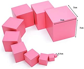 Adena Montessori Wonderfully Sensorial Teaching Toys for Children 2 3 Years Old - Montessori Small Pink Tower 0.7-7cm