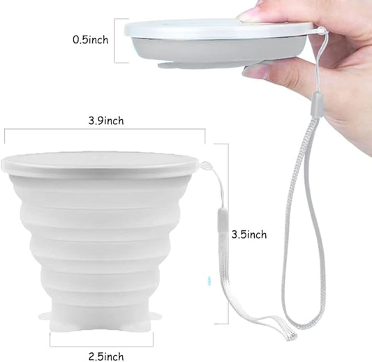 Silicone Collapsible Cups for Camping Travel,Small Portable Backpacking Camping Cup for Outdoor,Reusable Folding Travel Cup,270ml,Graduated(Transparent)