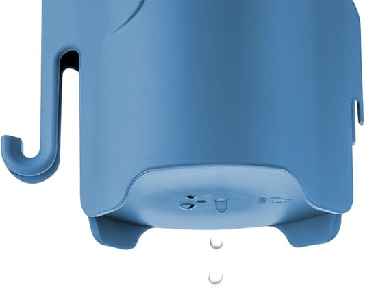 RyanLemon Elephant Toothbrush Holder for Toddler, Suction Cup Cute Toothbrush Holder for Kids, for Bathroom, with 3 Slots and 1 Hook, Sky Blue