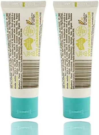 Jack N' Jill Natural Toothpaste for Baby and Infants - Fluoride Free Training Toothpaste, 40% Xylitol, BPA Free - Blueberry, 1.76 oz (Pack of 2)
