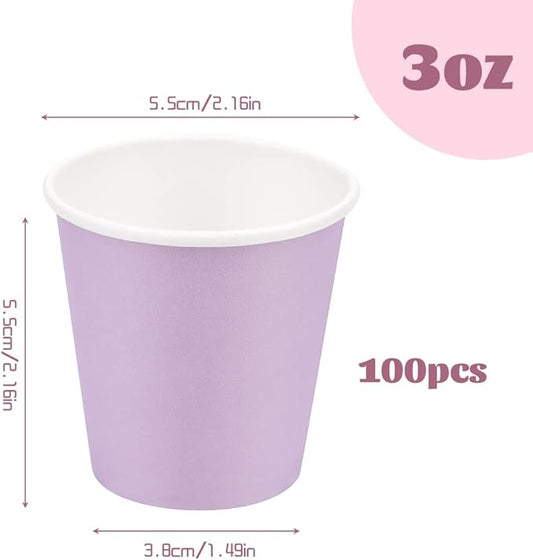 100 Pack 3 oz Paper Cups, Bathroom Cups Disposable,Moushwash Cup Small Snack Cup for Water, Juice, Candy Ideal for Party Bathroom and Office(Purple)