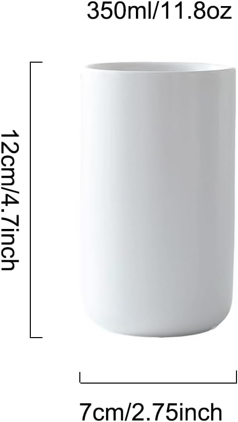 Ceramic mouthwash cup, simple home bathroom wash and brush rack, milk and yogurt breakfast cups. (White-A)