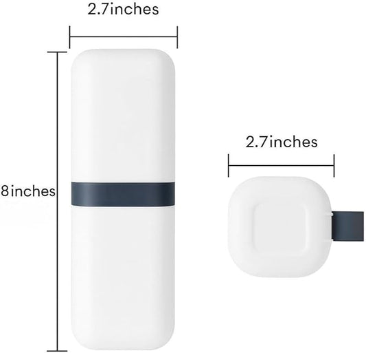 2-in-1 Compact Design Travel Toothbrush Case with Rinse Cup & Handle – Leak-Proof Toothbrush Holder for Travel, Camping, Gym, Outdoor – Portable & Hygienic Storage for Oral Care Essentials