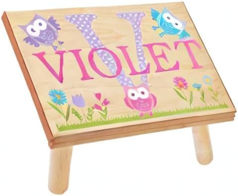 Let’s Make Memories Personalized My Own Name Step Stool - Children’s Step Stool - Sturdy Wood – Non-Toxic Paint, Sealer - Owl Design - Natural - 14’Wx9.25”Lx8.75”H - Ages 3+