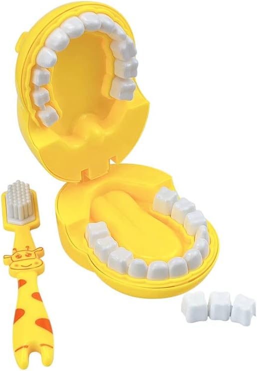 Early Education Brushing Toys, Children Role Play Toys Cute Giraffe Early Education Cartoon Tooth Brushing Toys Model Teaching Children Brushing Model for Kindergarten Kids Children