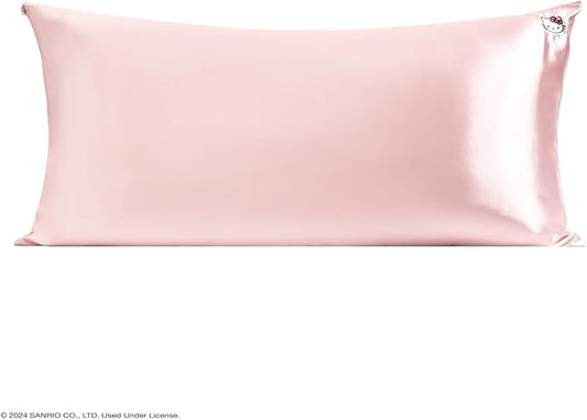 Kitsch x Hello Kitty (Pink Kitty Face) - Satin Pillowcase with Zipper for Hair and Skin, Softer Than Silk Pillow Case, Smooth Cooling Pillow Covers, Machine Washable, King Size (19x36)
