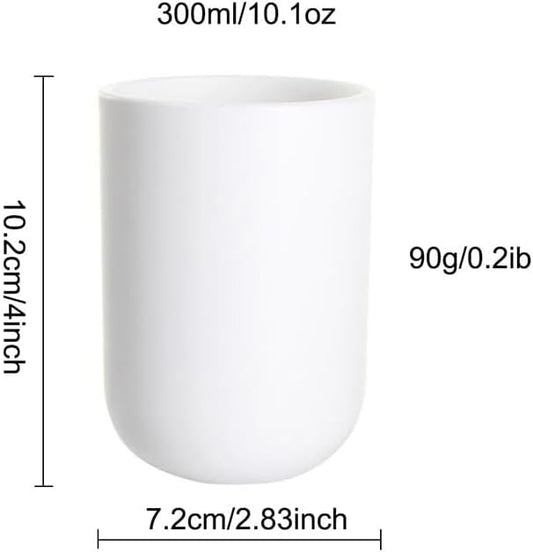 Simple Solid Color Toothbrush Cup PP mouthwash Cup Plastic Cup Toothbrush Holder Cup 2. (White & White)