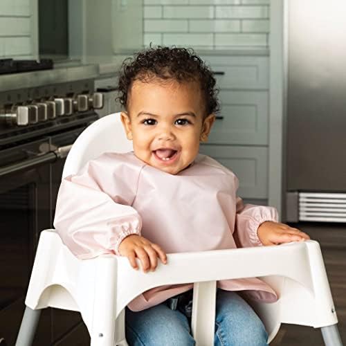 Tiny Twinkle Long Sleeve Bib for Babies & Toddlers – 2 Pack Waterproof Smock Bibs for Eating – Machine Washable & Mess-Proof, Baby Feeding Essential & Shower Must-Have (Rose Burgundy,2-4Y)