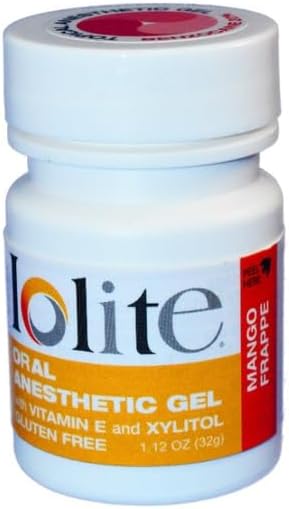 IOLITE Oral Topical Gel with Xylitol and Vitamin E - Gluten Free - Relief for Canker Soars and Dental Pains (1oz, Mango Frappe)