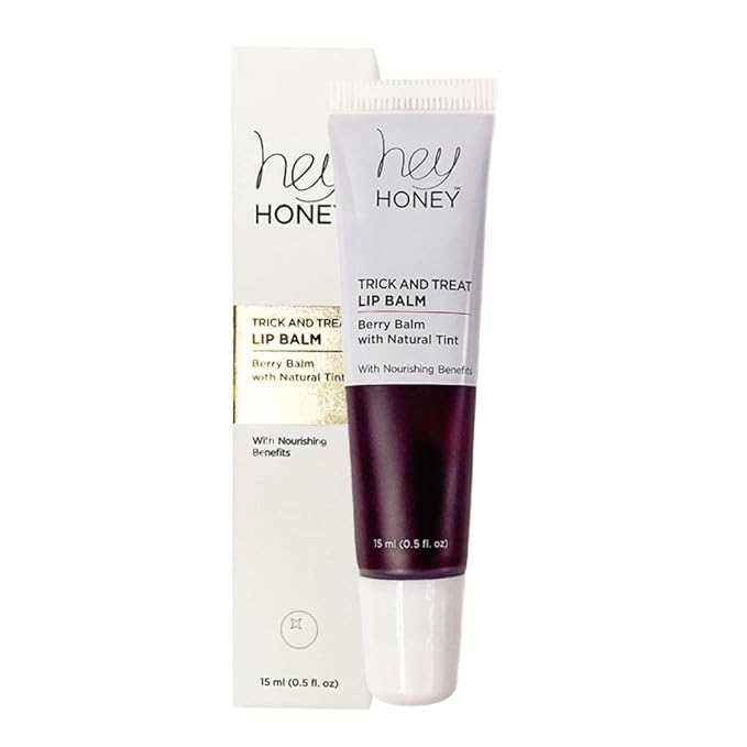 Hey Honey Skincare Trick and Treat Honey Berry Plumping Lip Balm | 2 In 1 Natural Tint with Hydrating & Moisturizing Properties | Targeting Your Lips Area Wrinkles | 0.5 oz (Honey Berry)