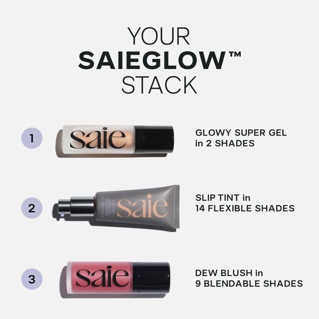 Saie Dew Liquid Blush for Cheeks - Hydrating Cream Blush Stick with a Blendable + Buildable Formula - Skincare Infused Dewy Cheek Tint for a Natural Flush - Glowy Makeup Essential - Poppy (.40 oz)