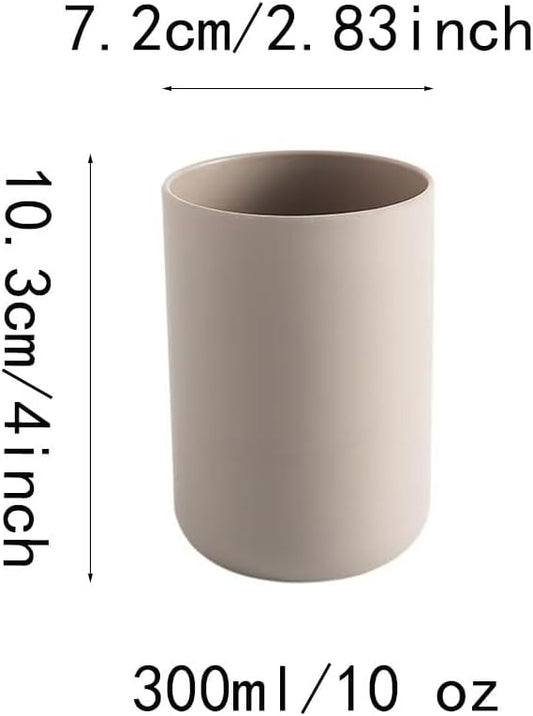 Round Plastic Toothbrush Cup Couple Mug Creative Household Toothbrush Holder Simple wash Cup mouthwash Cups. (Brown & Brown)