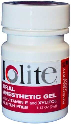 IOLITE Oral Topical Gel with Xylitol and Vitamin E - Gluten Free - Relief for Canker Soars and Dental Pains (1oz, Raspberry Jam)