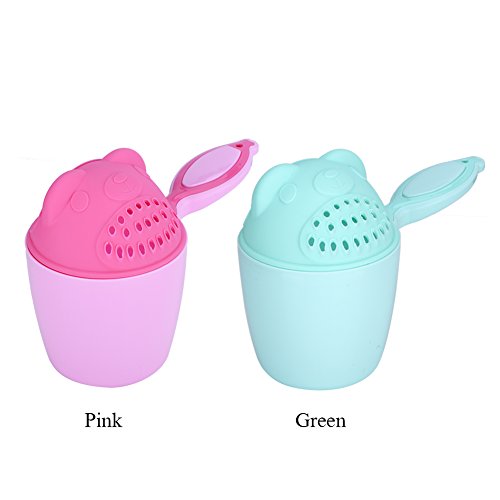 GLOGLOW (Pack of 2) Shampoo Rinse Cup Waterfall Shampoo Rinser for Kids, Multifunction Cute Washing Baby Hair Rinse Cup Safe Cartoon Shower Shampoo Bathing Flusher Protection Tool (Pink)