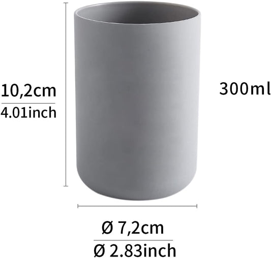Bathroom Tumblers 2Pcs, Mouthwash Cup, Toothbrush Holders, Drink Mug, Pen Holder, Unbreakable Dishwasher Safe, 10fl.oz(300ml)/Pcs (Grey & Grey)
