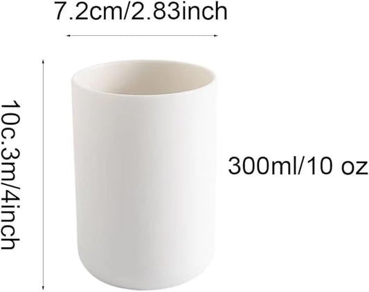 Round Plastic Toothbrush Cups - Couples Wash Cups with Mouthwash Compartments (White)