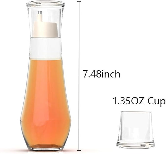 2 Pack Mouthwash Dispenser - 8.8 oz Glass Mouth Wash Container Small Refillable Mouthwash Bottle with Lid Cup for Bathroom Countertop