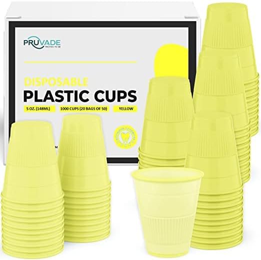 Disposable Cups | 500 Pack | 5 oz Yellow Plastic Cups, Small Bathroom Cups, Disposable Cups Small, Perfect as Medicine, Water, Rinsing, Mouthwash Cups, Party Cups, Party Tumblers | Yellow