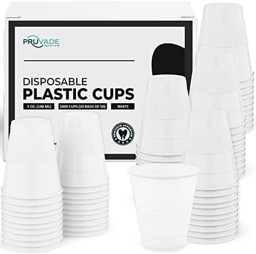Disposable Cups | 500 Pack | 5 oz White Plastic, Small Bathroom, Medicine, Water, Rinsing, Mouthwash, Party Tumblers