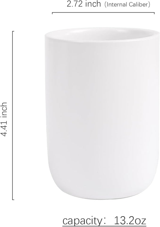BosilunLife Ceramic Toothbrush Holder - 12Oz Bathroom Toothbrush Holder White Tooth Brush Holders Tumbler Cups Reusable Toothbrush Mouthwash Cup Small Toothbrush and Toothpaste Holder