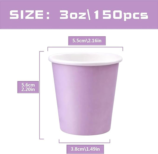 150 Pack 3oz Purple Paper Cups,Mouthwash Cups, Disposable Bathroom Cups,Small Paper Cups 3oz Ideal for Bathroom,Supermarket,Birthday Party,Picnic and BBQ