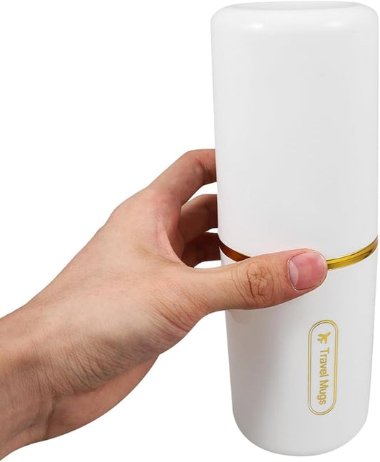 Travel Toothbrush Box - 2Pcs Portable Toothbrush Holder with 2 Slots for Toothbrushes and Cups Ideal for Travel Camping and Home Use
