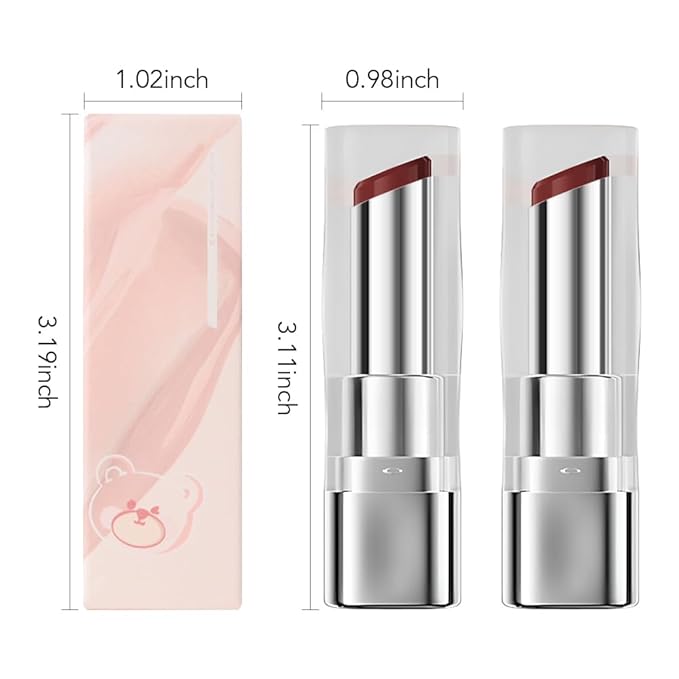 2Pcs Tinted Lip Balm Moisturizing Lipstick – Deep Rose Colored Bean Paste Sheer Hydrating Lip Color for Dry Lips – Nourishing Lip Balm for All Women with a Subtle Natural Scent (S05 & S05)
