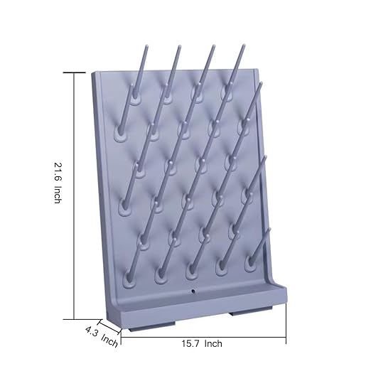 Lab Supply Drying Rack Pegboard Bench-top Wall-Mount Laboratory Glassware 52 Detachable Pegs Lab Drying Draining Rack Cleaning Equipment (Grey)