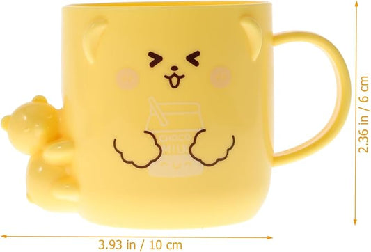 Cartoon Mouthwash Cup for Kids Cute Plastic Toothbrush Holder with Handle Portable Bathroom Tumbler for Children S Oral Care and Travel 3.34X3.34X3.93 Inches