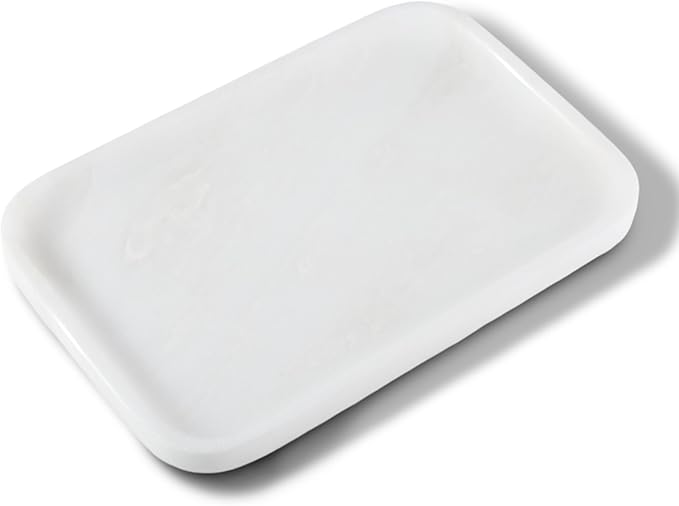 Vanity Tray, 11.8inch Marble Bathroom Tray for Countertop, White Marble Bathroom Dresser, Stone Serving Tray for Kitchen Counter, Storage Organizer for Decor, Perfume, Jewelry