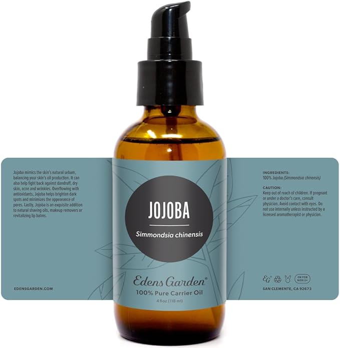 Edens Garden Jojoba Carrier Oil- 100% Pure Premium Cold Pressed & Hexane Free, Natural Deep Moisturizer For Face, Skin, Hair & Nails- Great For Diluting Essential Oils & Soap Making 118 ml (4 fl oz)