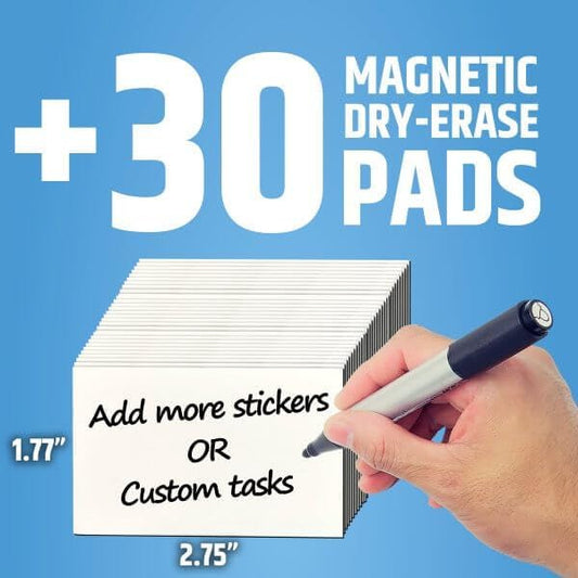 30 Additional Magnetic Dry Erase Blank Magnets for to Write On/Put Stickers On - Suitable for HMmagnets Reward Charts - Reusable Magnetic Notepads for Refrigerator
