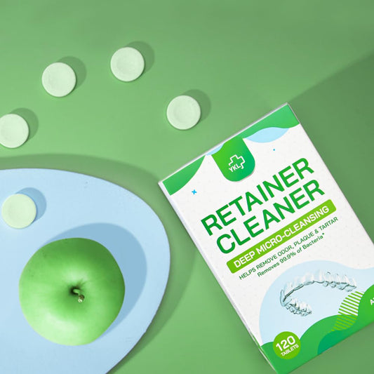 YKL Retainer Cleaner & Denture Cleaning Tablets for Mouth Guard Cleaner, Fresh Apple Flavor (120 Count)