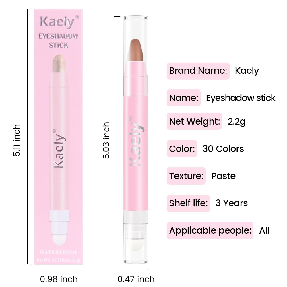2-in-1 Cream Eyeshadow & Highlighter Stick, Waterproof Stone Brown Shimmer Eye Shadow Pencil for Women, Long-Lasting Pigmented Makeup, sombras para ojos 18