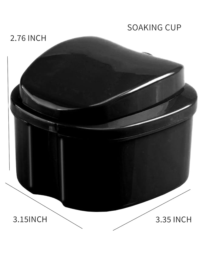 3 Pack Retainer Cleaner Case Partial Denture Cleaning Case Cup and Brush for invisalign Orthodontic soaking