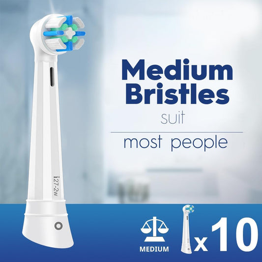 IO Replacement Heads Compatible with Oral B iO 2/3/4/5/6/7/8/9/10 Series Electric Toothbrush, Medium Bristles Brush Heads Compatible with Oral B, Deep Clean and Sensitive Care, 10 Pack White