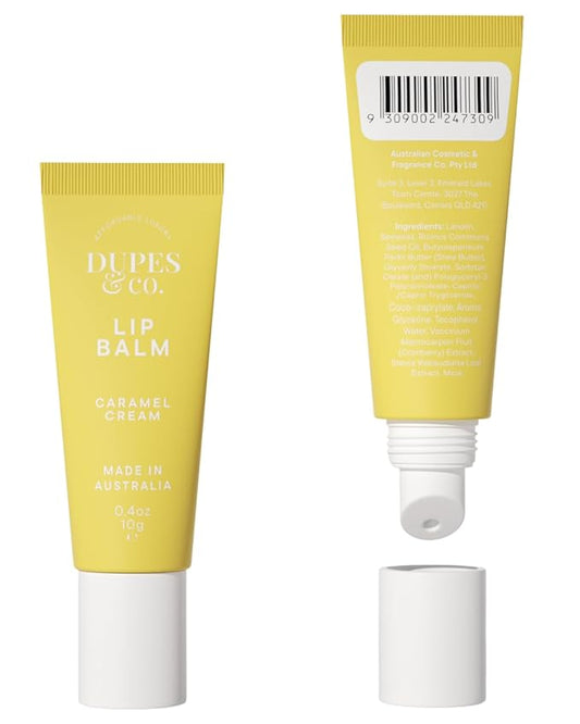 Dupes & CO. Lip Balm 2-Pack – Caramel Cream & Watermelon Burst, Hydrating Fruity Lip Moisturizer, Vegan & Cruelty-Free, Soft Smooth Nourishing Lips, Australian Made, 2 x 0.4 oz