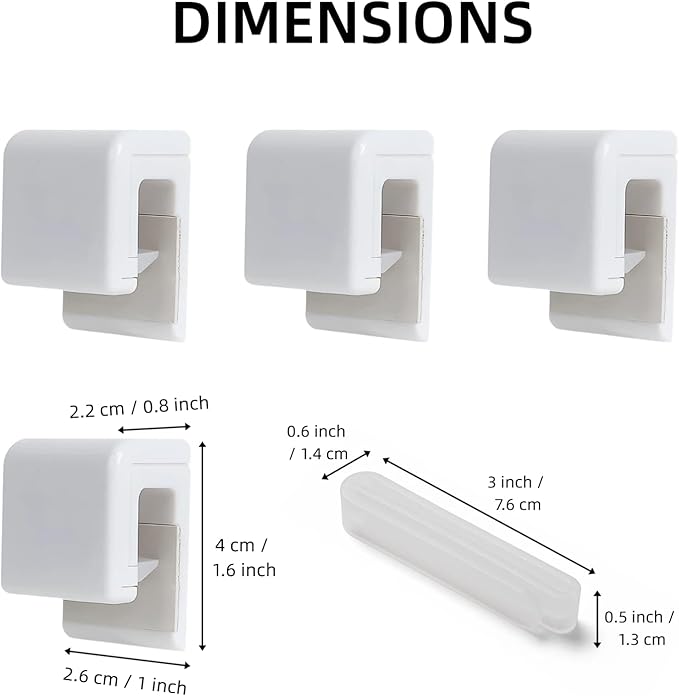 4 Pack Toothpaste Holder by JM.JEEMI, Toothpaste Clips for Bathroom, Tooth Paste Organizer Holder Gripper for Face Cream Tubes with 1 Toothpaste Squeezer - Wall Mounted, White, Small