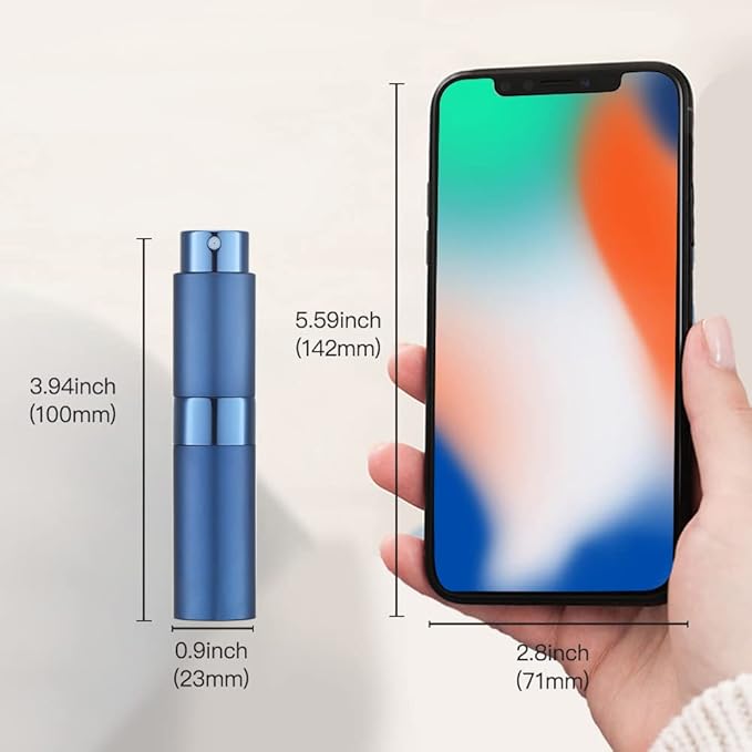 LISAPACK 8ML Atomizer Perfume Spray Bottle for Travel (3 PCS) Empty Cologne Dispenser, Portable Sprayer (Blue)