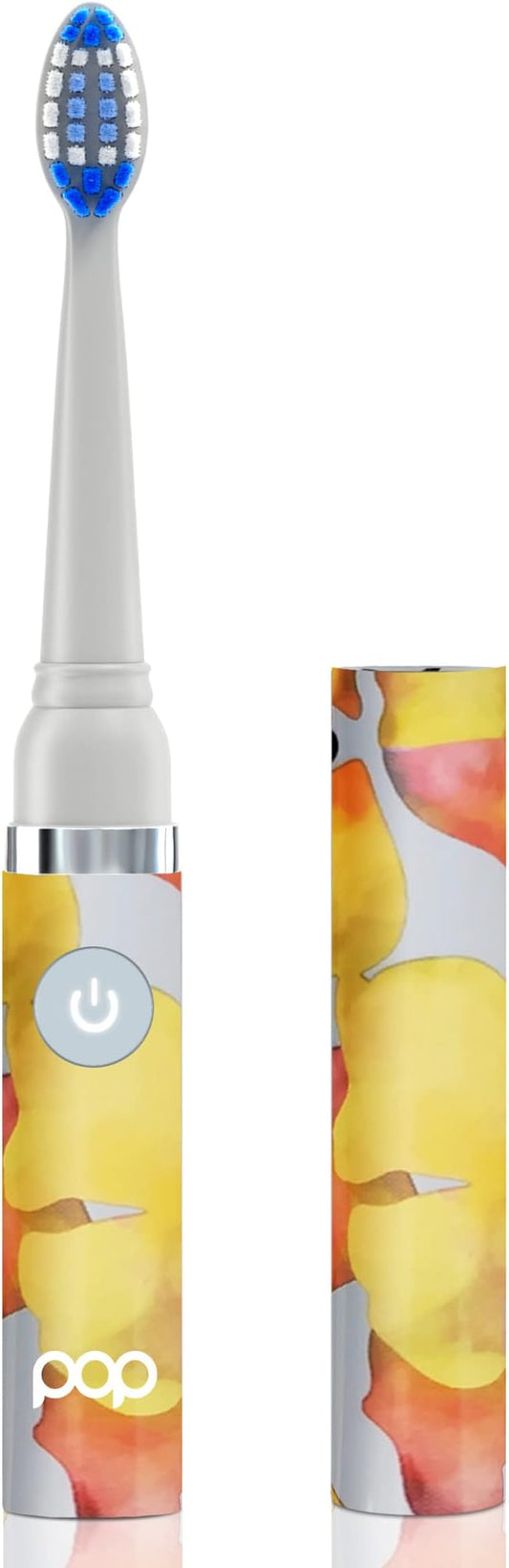 Pop Sonic Electric Toothbrush (Orange Watercolor) - Travel Toothbrushes w/AAA Battery | Kids Electric Toothbrushes with 2 Speed & 15,000-30,000 Strokes/Minute, Dupont Nylon Bristles