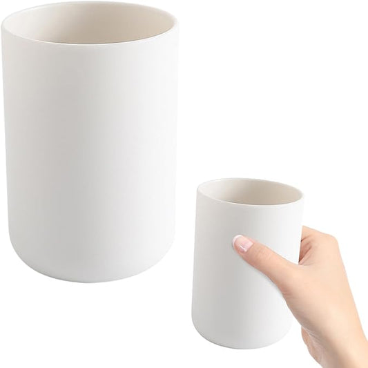Bathroom Toothbrush Holder Cups, White Plastic Drinking Cups Mouthwash Cup Reusable Water Cup Bathroom Storage for Home Travel, 300ml(White)
