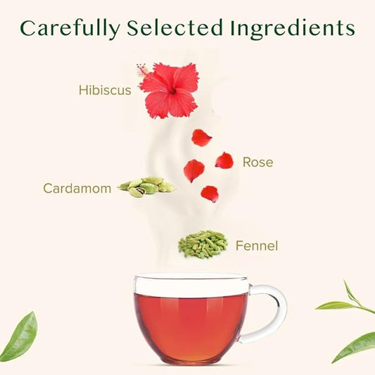 VAHDAM, Hibiscus Rose Tea Bags - 100% Whole Hibiscus Flowers Herbal Tea Bags (100 Count) With Rose, Chamomile & Exotic Spices | Caffeine Free, Floral Flavor Tisane | Resealable Ziplock Pouch