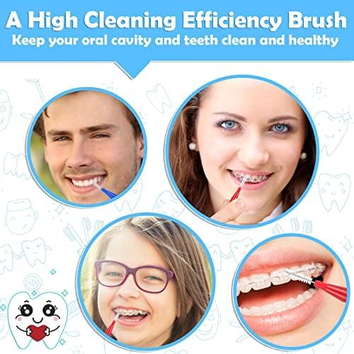 120Pcs Interdental Brushes 2 Sizes, 360° Bendable Soft Bristles Braces Brush Dental Brushes Between Teeth Gum Interdental Brushes for Gum Braces Oral Teeth Cleaning Tool