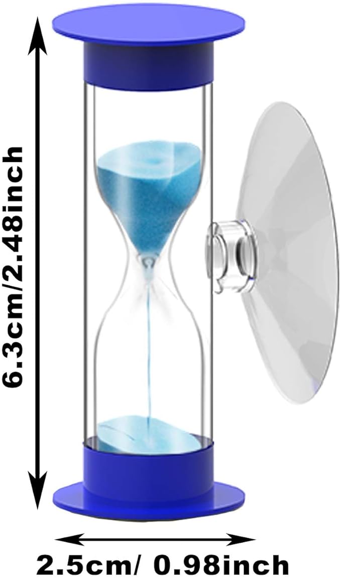 2 Minute Hourglass Sand Timer with Suction Cup,Unbreakable Sucker Sand Clock Timer 2 min,Plastic Mini Sand Watch,Rotatable Reloj De Arena for Kids Toothbrush(Blue)