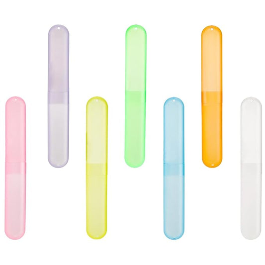 Hedume 35 Pieces Travel Toothbrush Case, 7 Colors Portable Plastic Dust-proof Breathable Toothbrush Holder for Travel, Camping, Home, School, Business