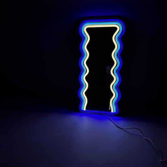 LED Mirror Neon Lights Light Up Dressing Mirror Cat/Shine Heart/Bat/Butterfly Shape Neon Mirror Sign for Modern Home Girl Room Bathroom Salon Wall Art Decor Gift For Girlfriend USB Powered